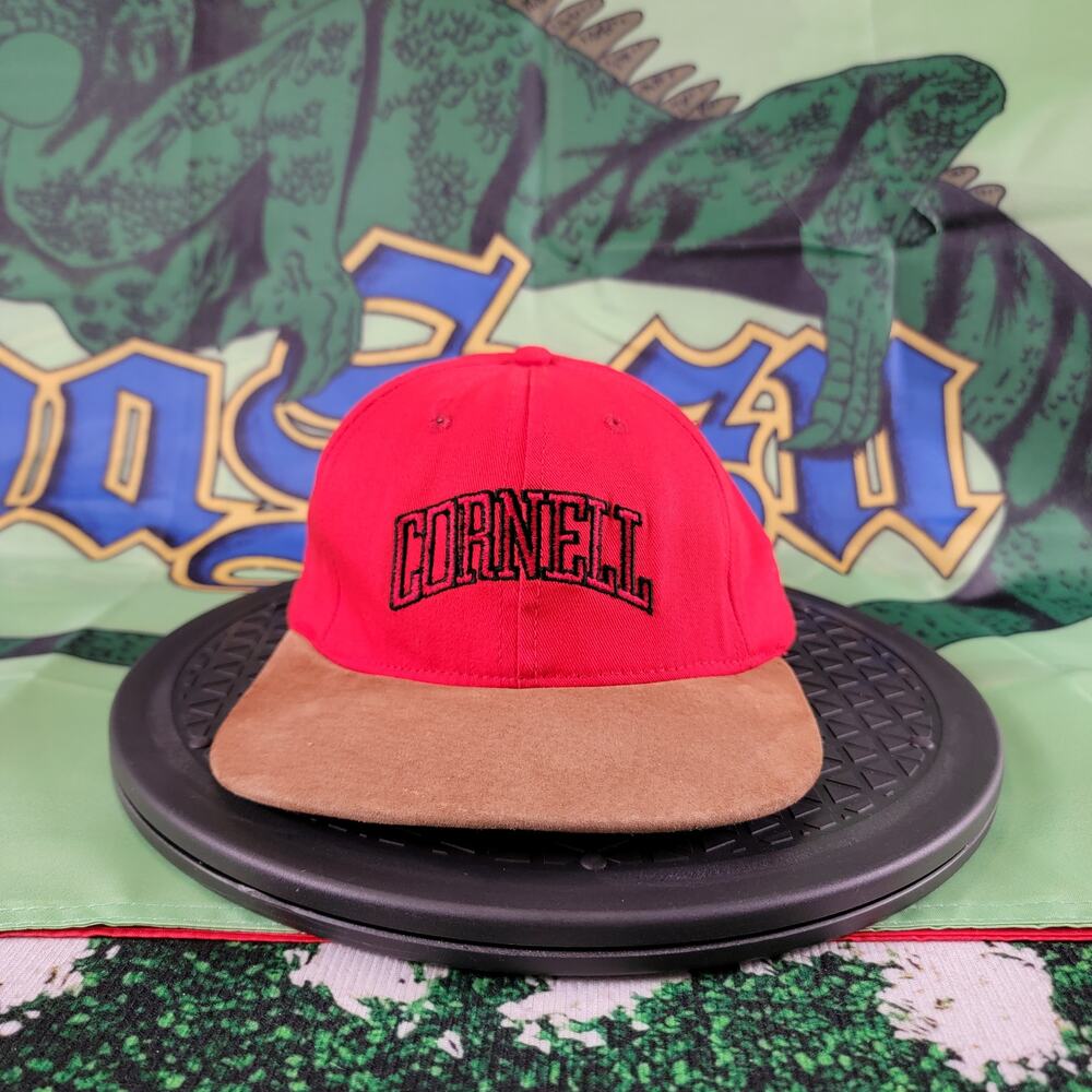 Cornell Snapback Cap Red with Brown Suede Bill OSFA